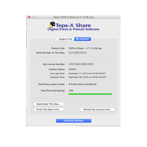 Active TEPS license